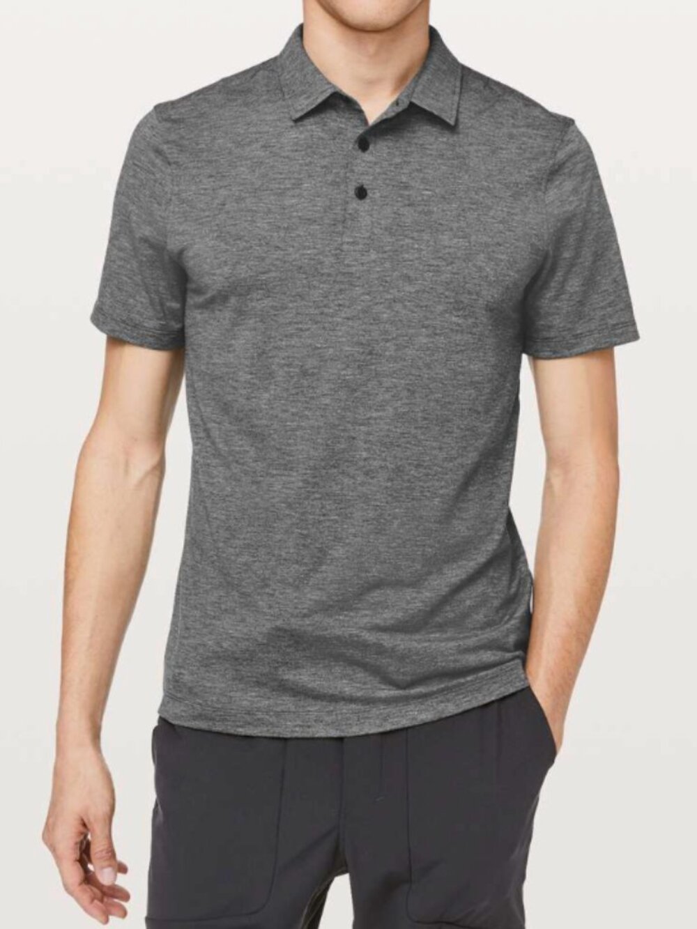 Lululemon Evolution Polo Shirt Mens Small Heathered Grey Short Sleeve Golf